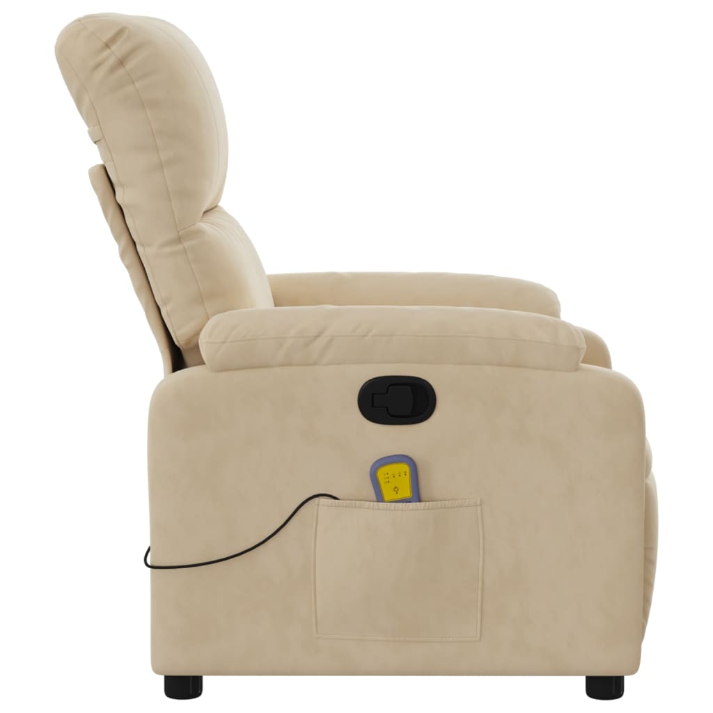 Fauteuil de massage tissu microfibre crème