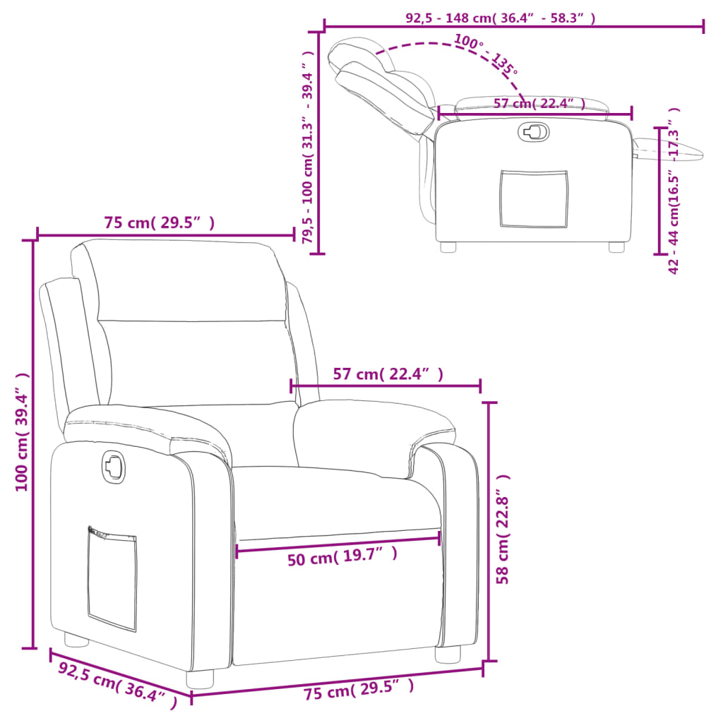 Fauteuil de relaxation tissu noir