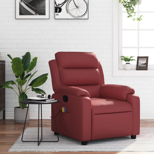 Fauteuil de massage simili cuir rouge vin