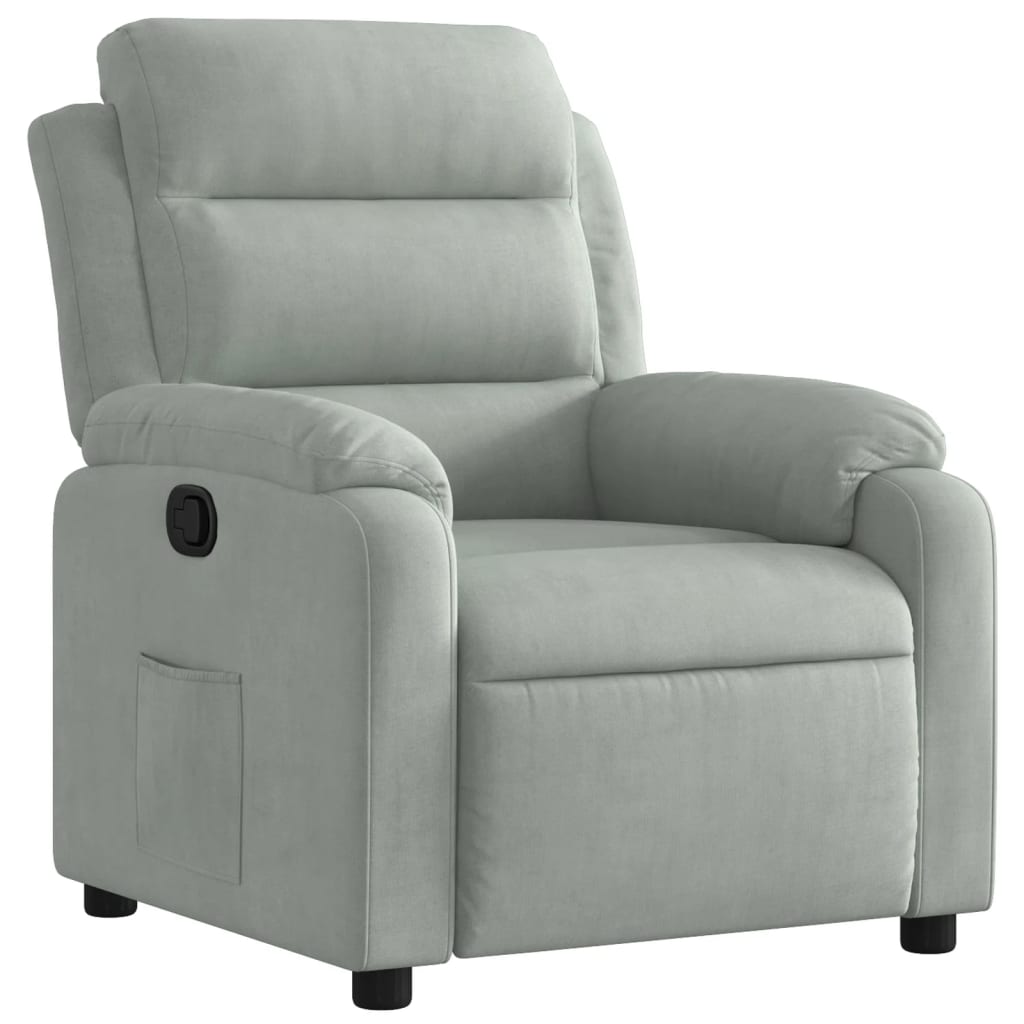 Fauteuil de relaxation velours gris clair