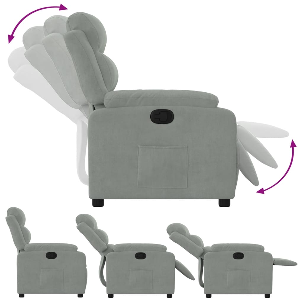 Fauteuil de relaxation velours gris clair