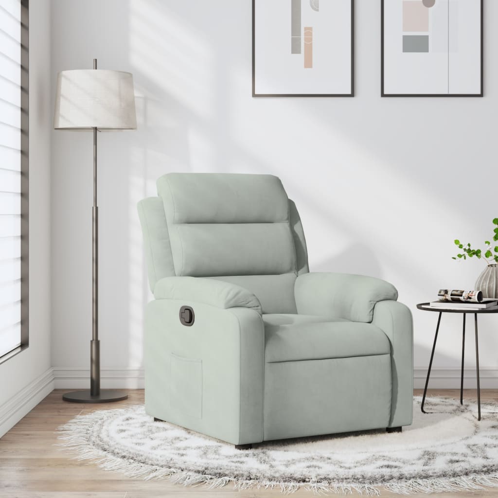 Fauteuil de relaxation velours gris clair