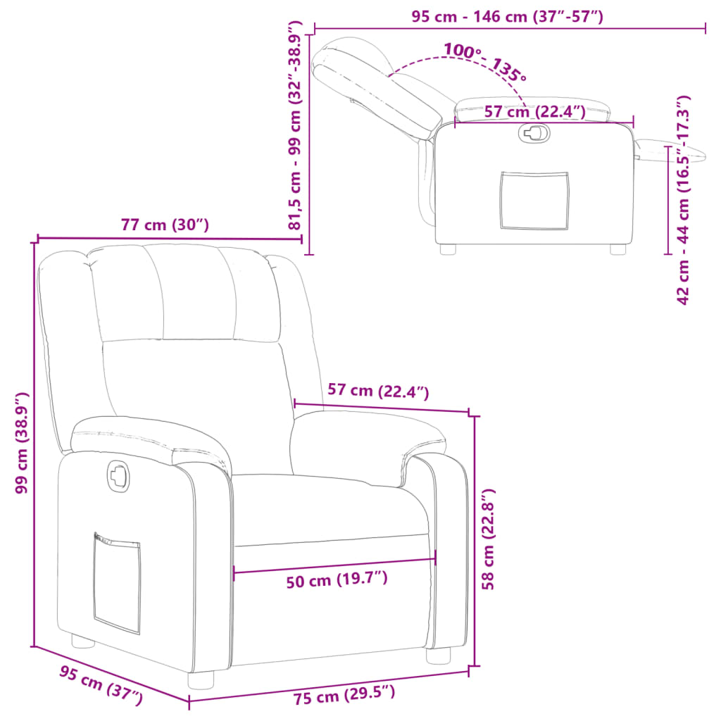 Fauteuil de relaxation simili cuir noir