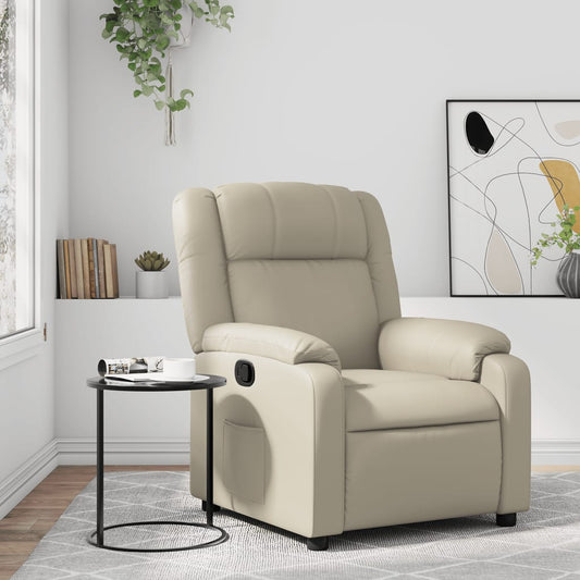 Fauteuil de relaxation simili cuir crème