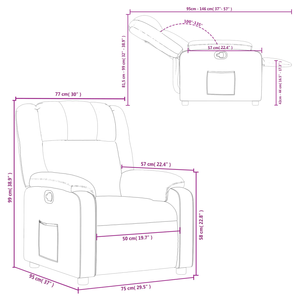 Fauteuil de relaxation simili cuir marron