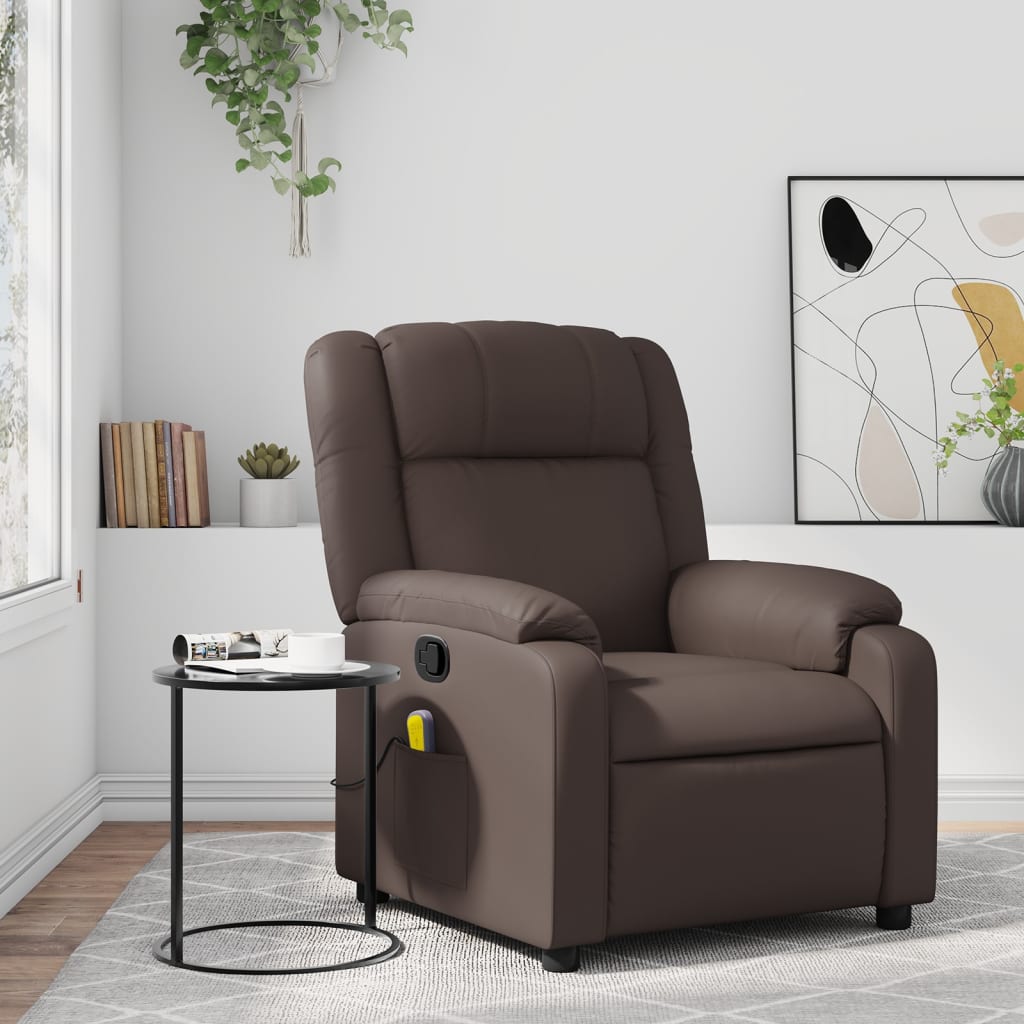 Fauteuil de massage simili cuir marron