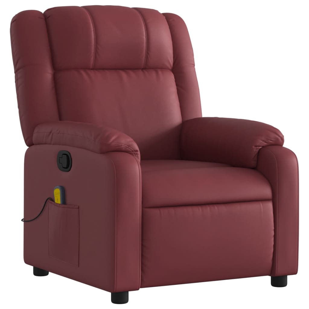 Fauteuil de massage simili cuir rouge vin