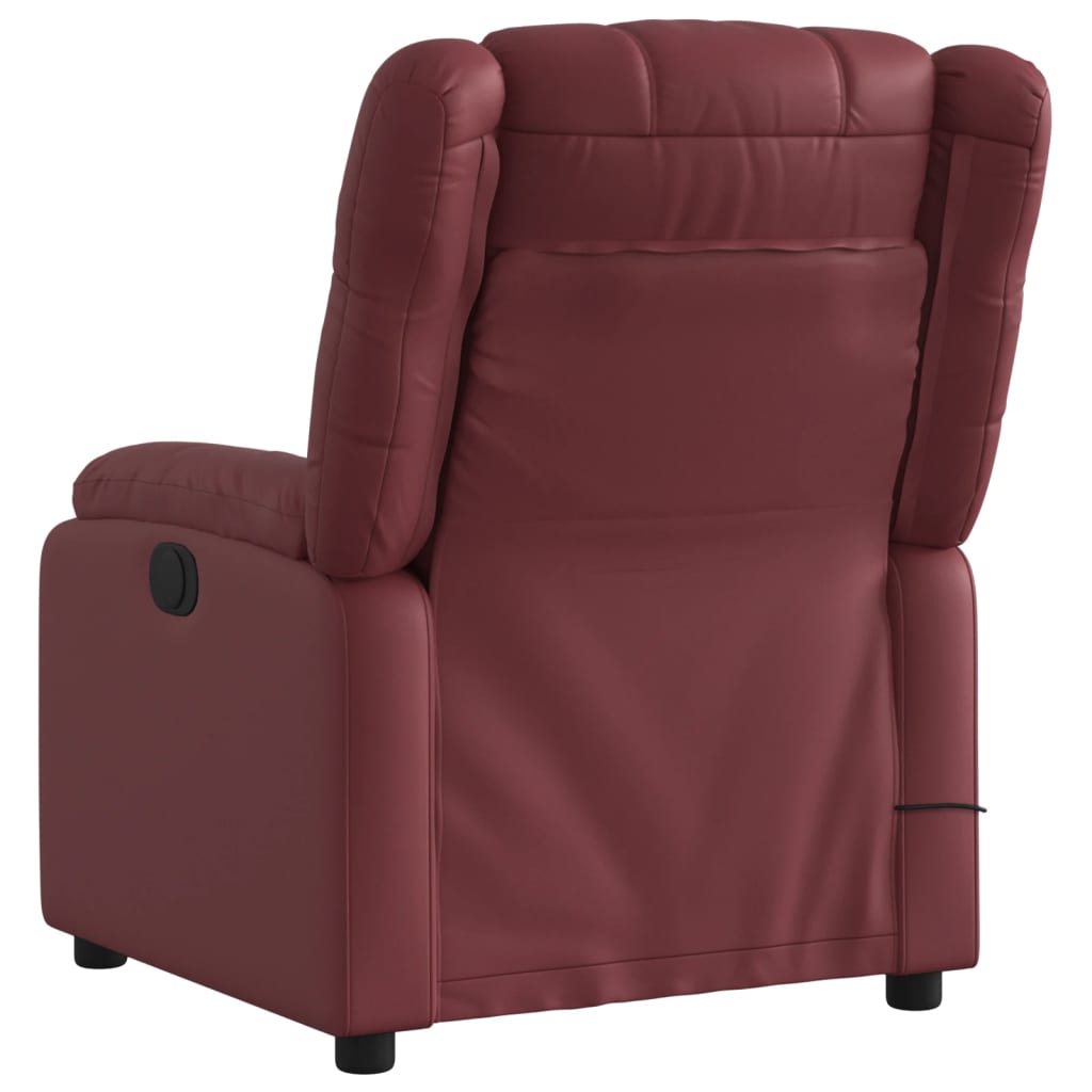 Fauteuil de massage simili cuir rouge vin