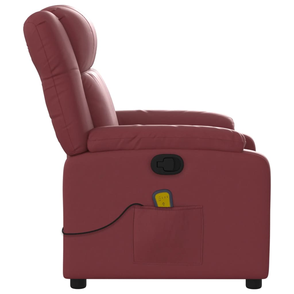 Fauteuil de massage simili cuir rouge vin