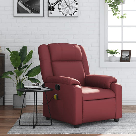 Fauteuil de massage simili cuir rouge vin