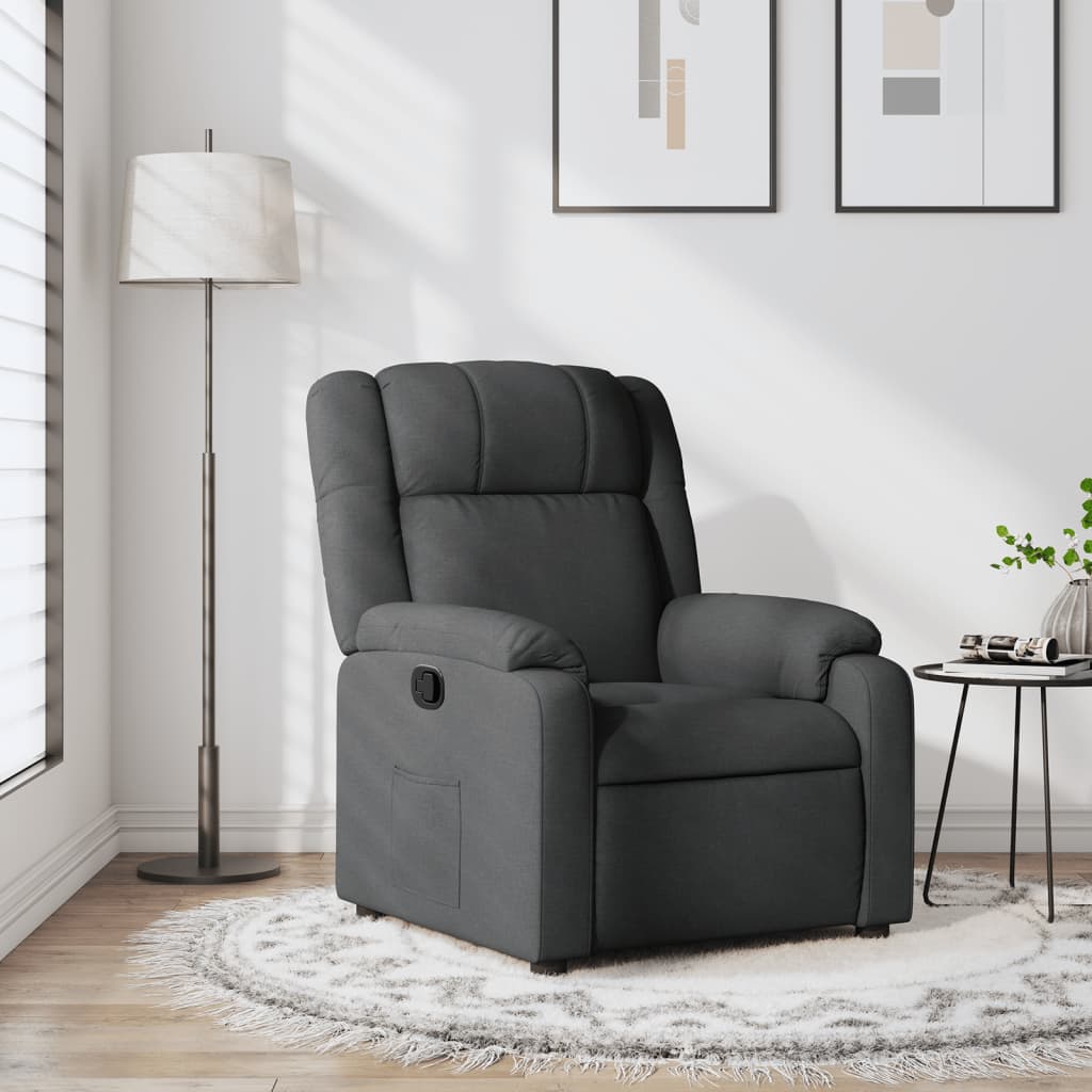 Fauteuil de relaxation tissu gris foncé