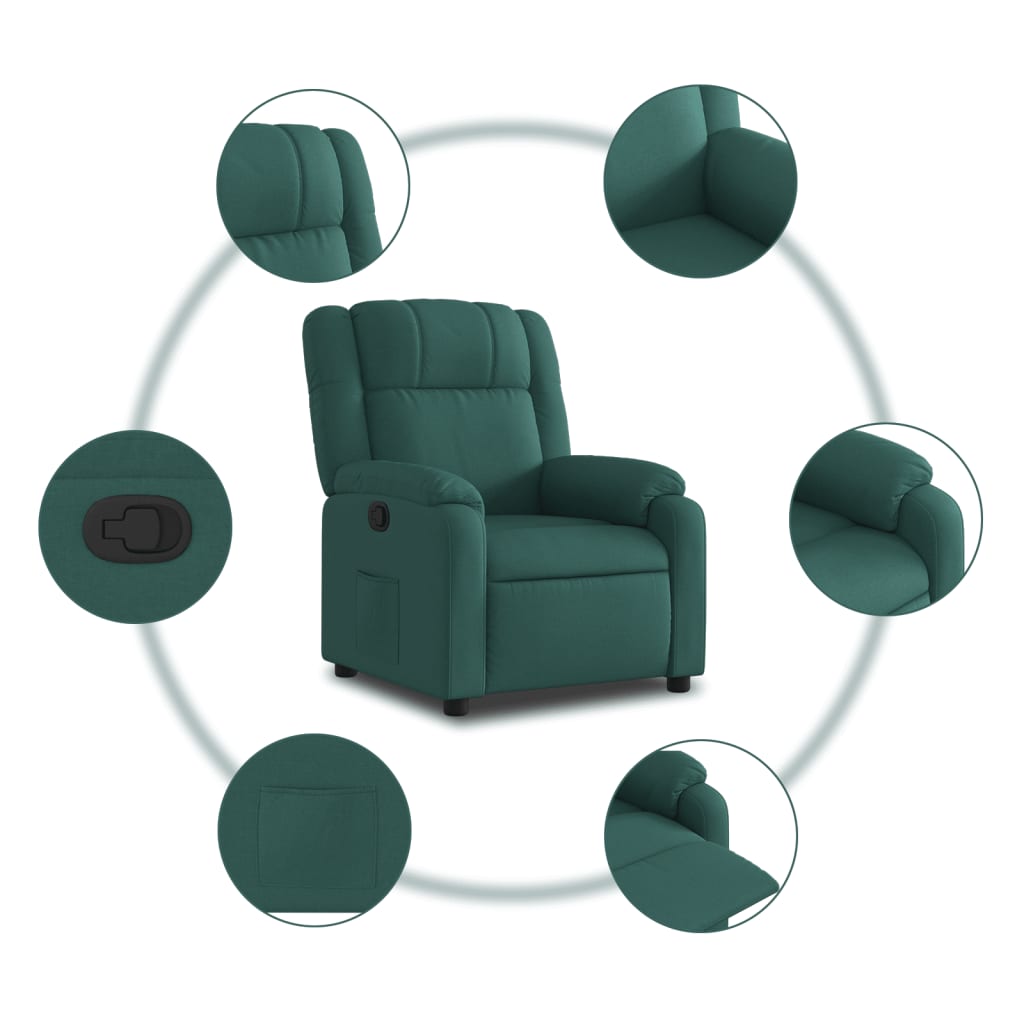 Fauteuil de relaxation tissu vert foncé