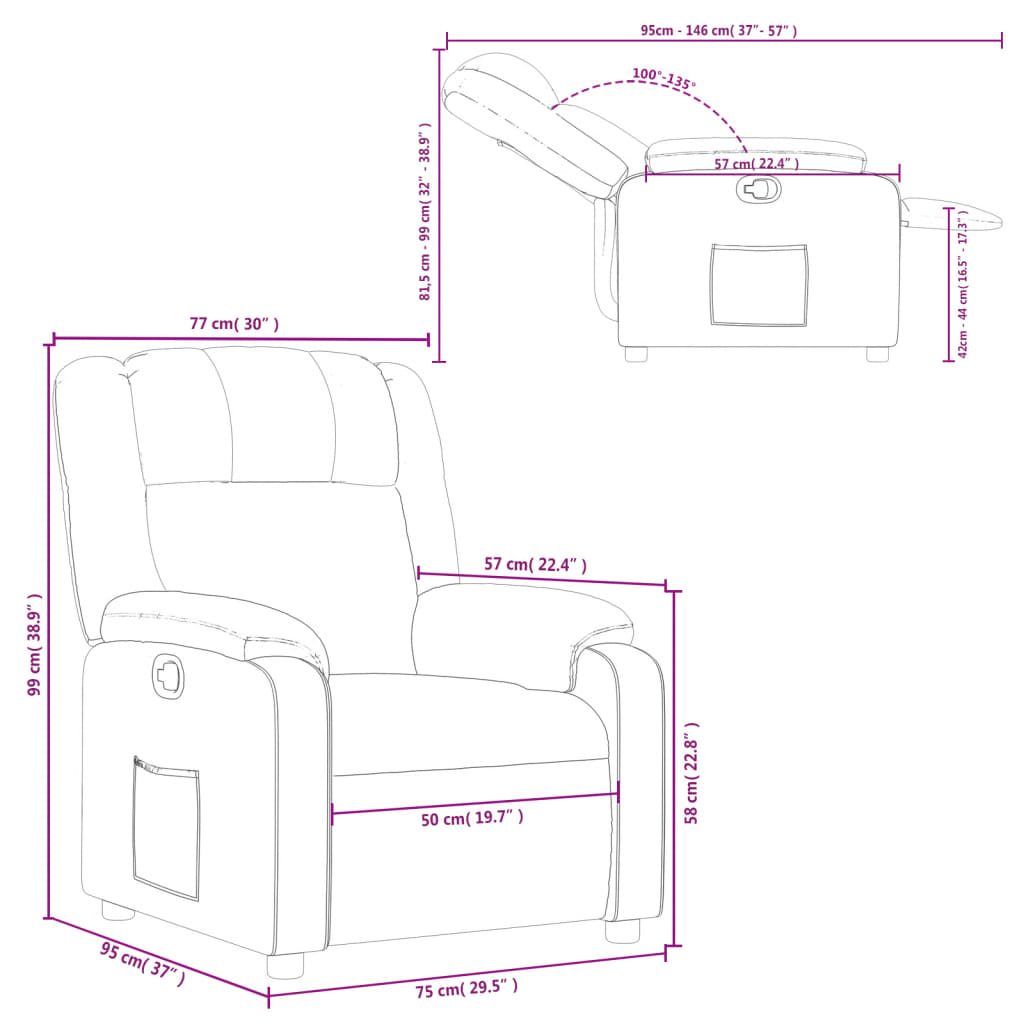 Fauteuil relax tissu taupe