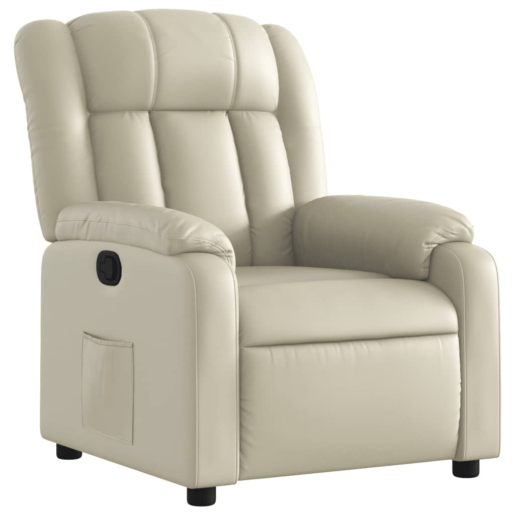 Fauteuil de relaxation simili cuir crème