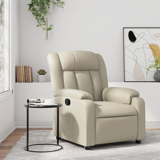 Fauteuil de relaxation simili cuir crème