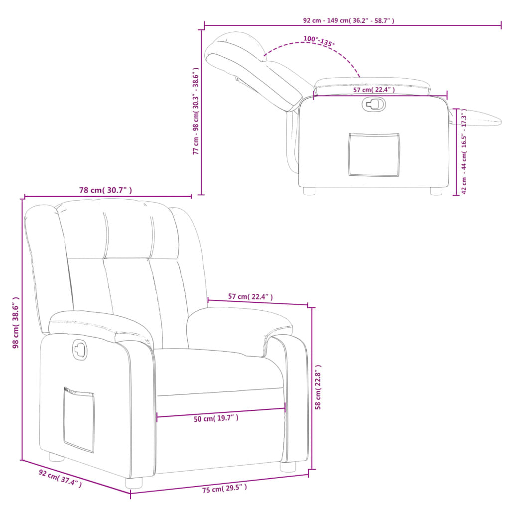Fauteuil de relaxation simili cuir rouge vin