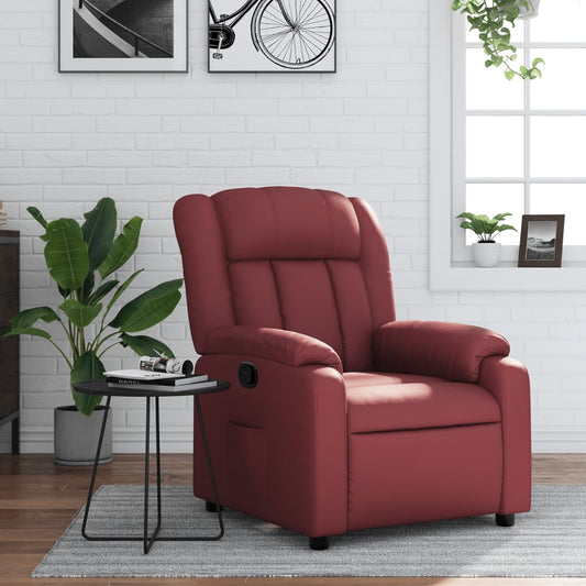 Fauteuil de relaxation simili cuir rouge vin