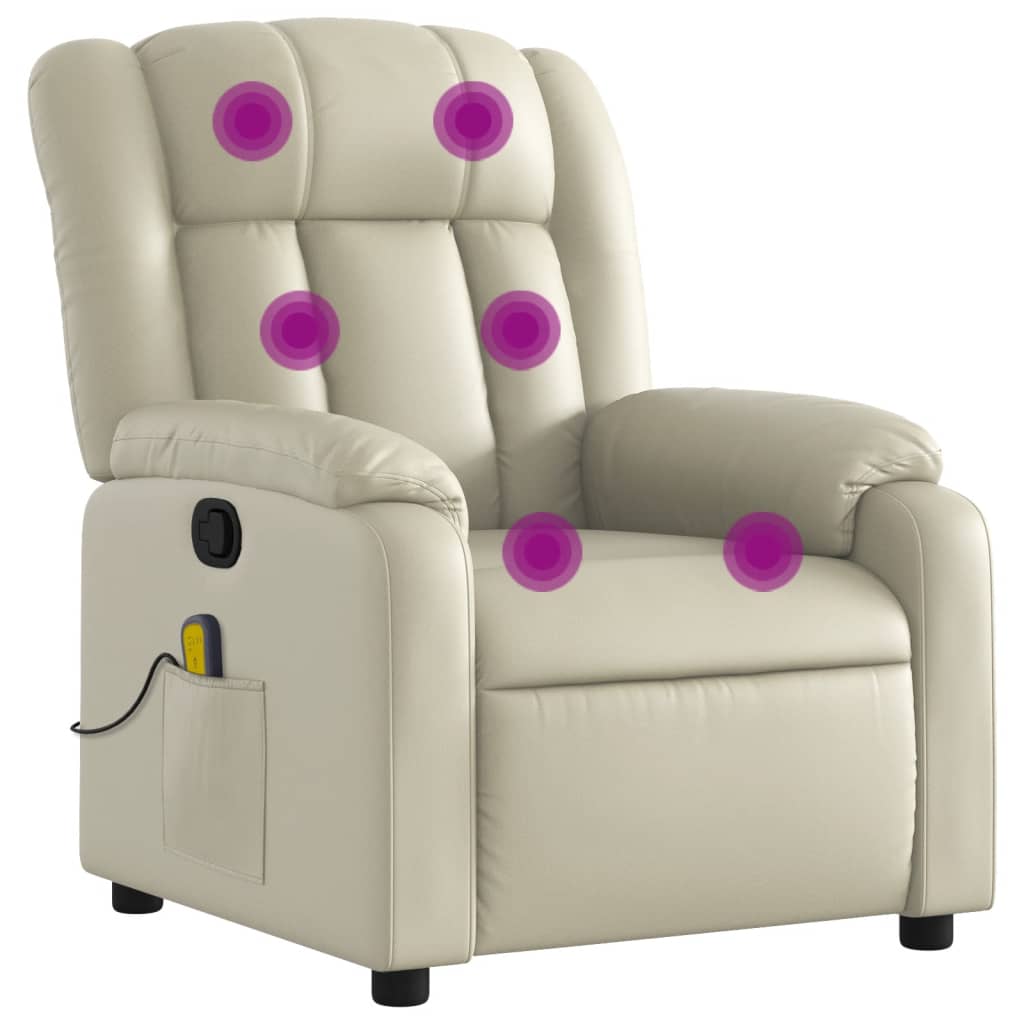 Fauteuil de massage simili cuir crème