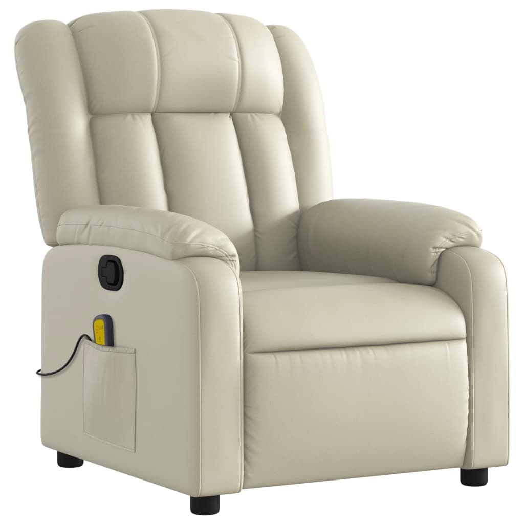 Fauteuil de massage simili cuir crème