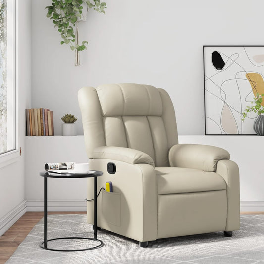 Fauteuil de massage simili cuir crème