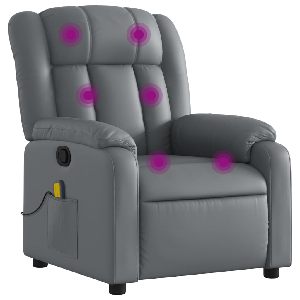 Fauteuil de massage simili cuir gris