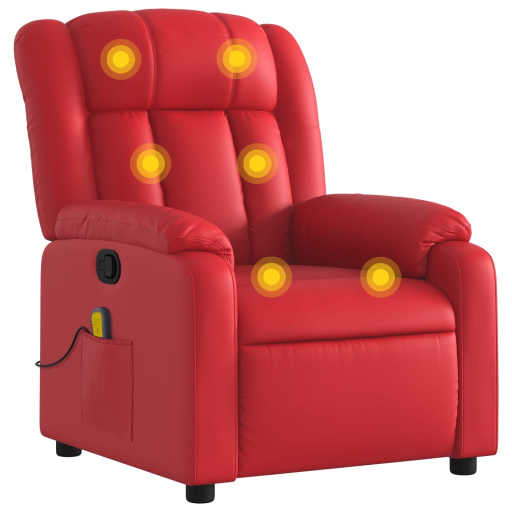 Fauteuil de massage simili cuir rouge