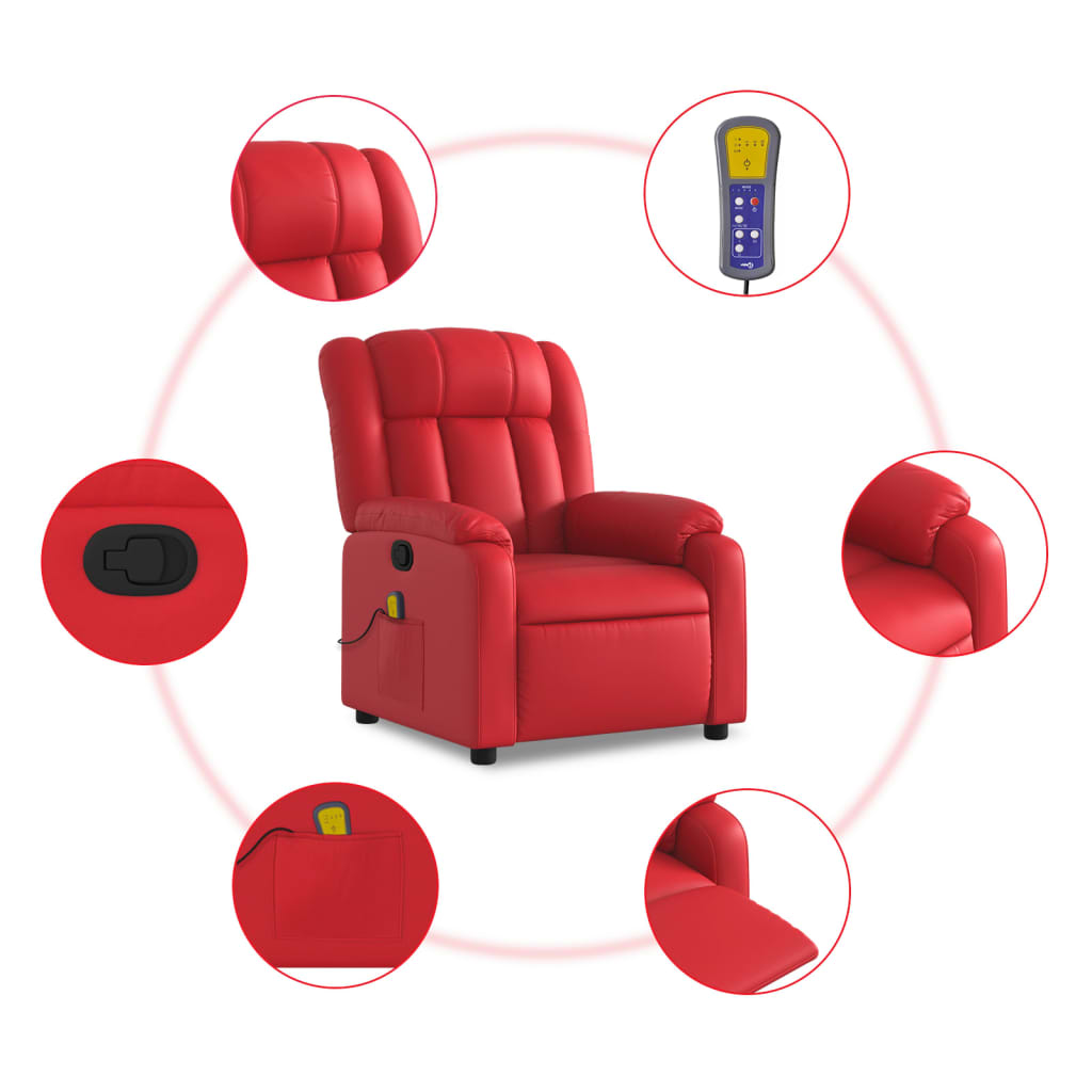 Fauteuil de massage simili cuir rouge