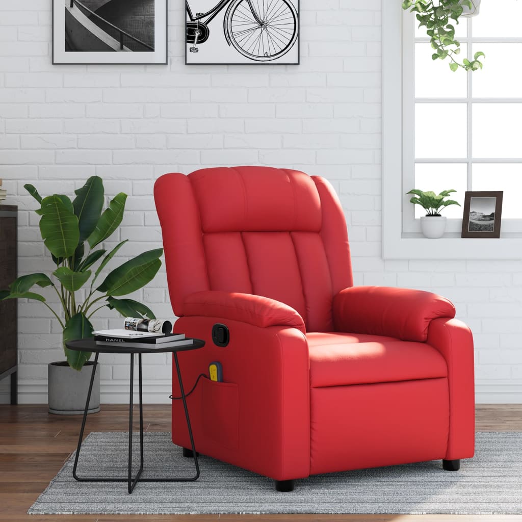 Fauteuil de massage simili cuir rouge