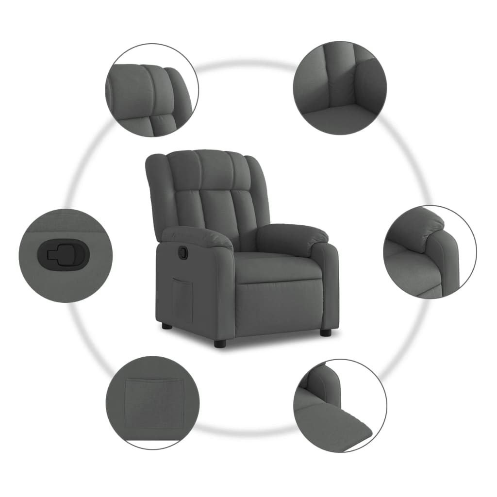 Fauteuil de relaxation tissu gris foncé