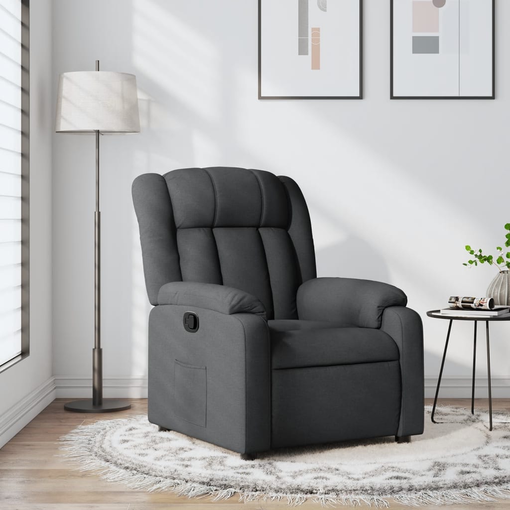 Fauteuil de relaxation tissu gris foncé