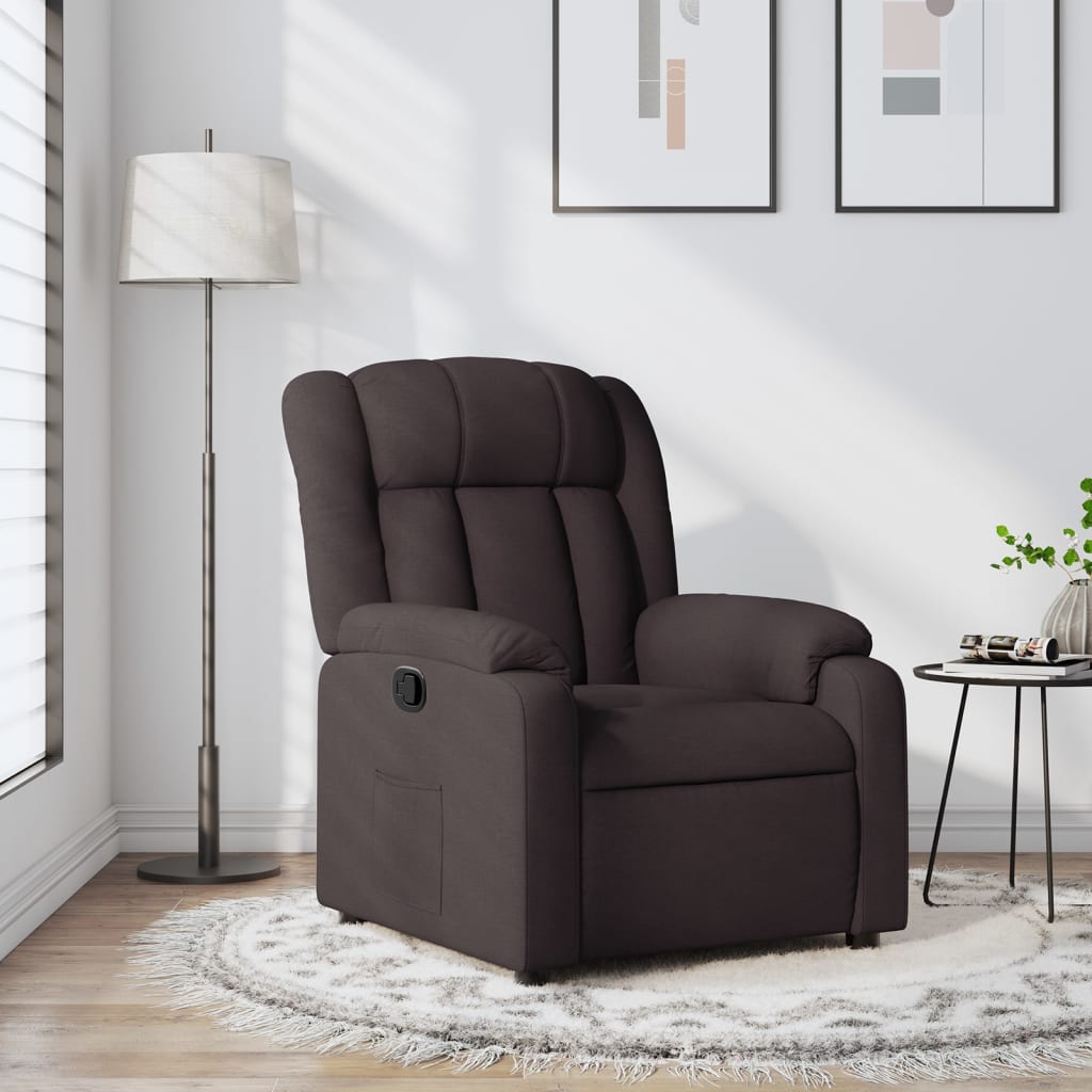 Fauteuil de relaxation tissu marron foncé