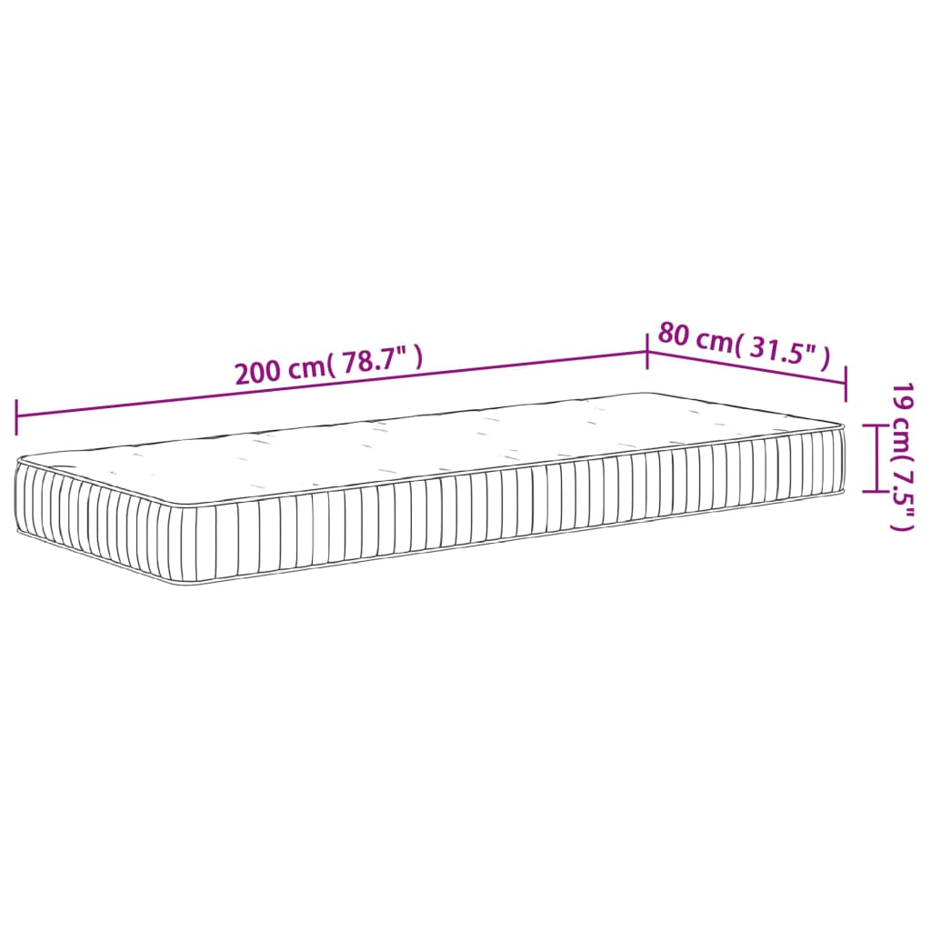 Matelas à ressorts ensachés moyen 80x200 cm