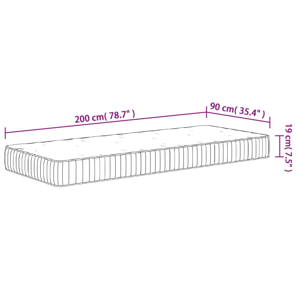 Matelas à ressorts ensachés moyen 90x200 cm