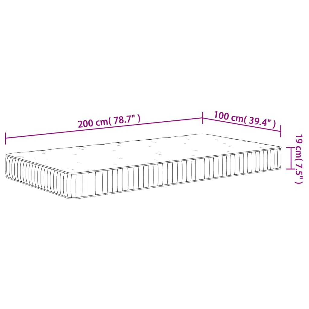 Matelas à ressorts ensachés moyen 100x200 cm