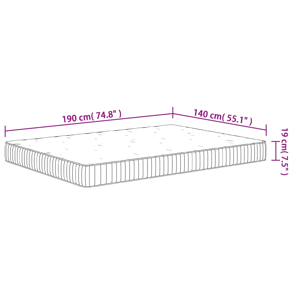 Matelas à ressorts ensachés moyen 140x190 cm