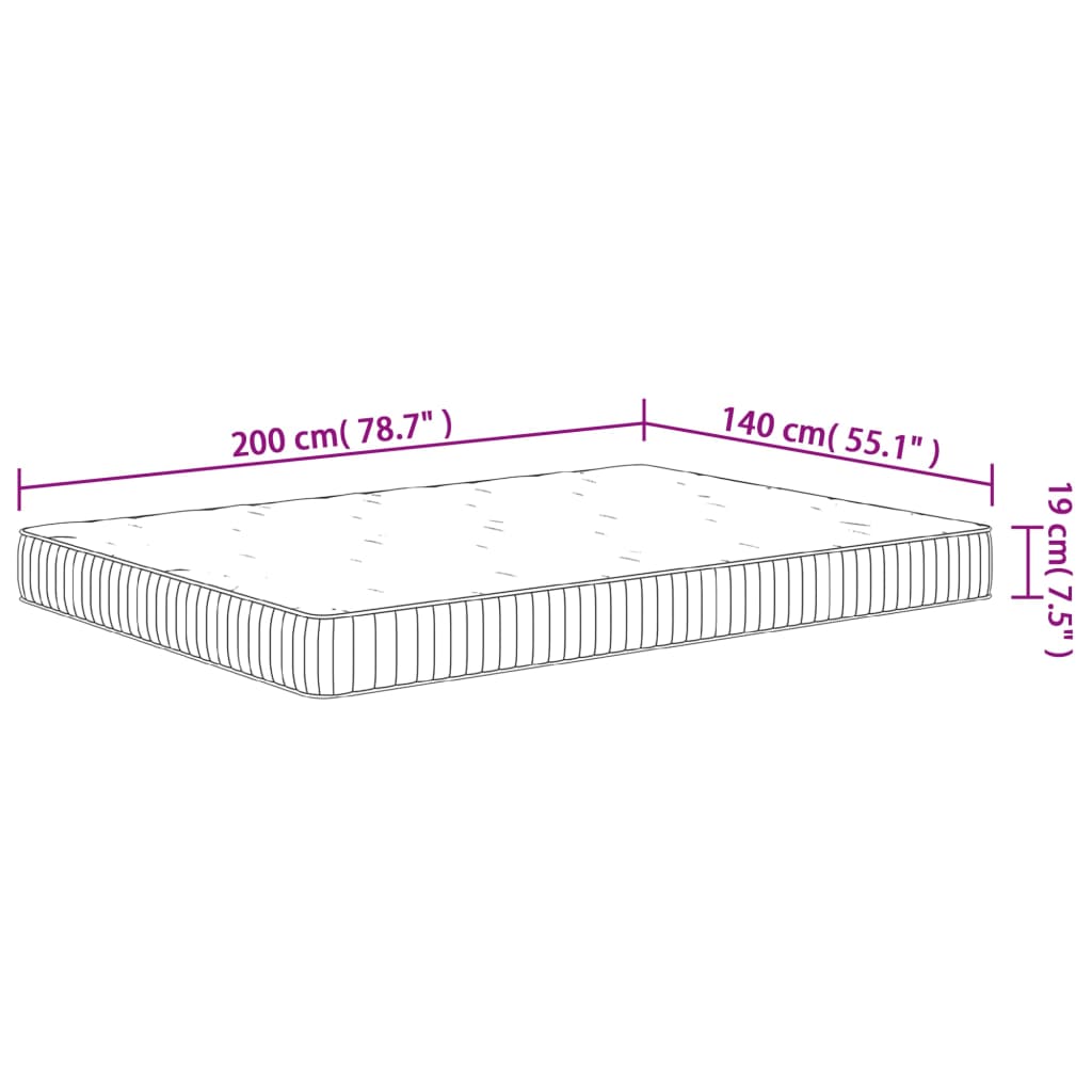 Matelas à ressorts ensachés moyen 140x200 cm