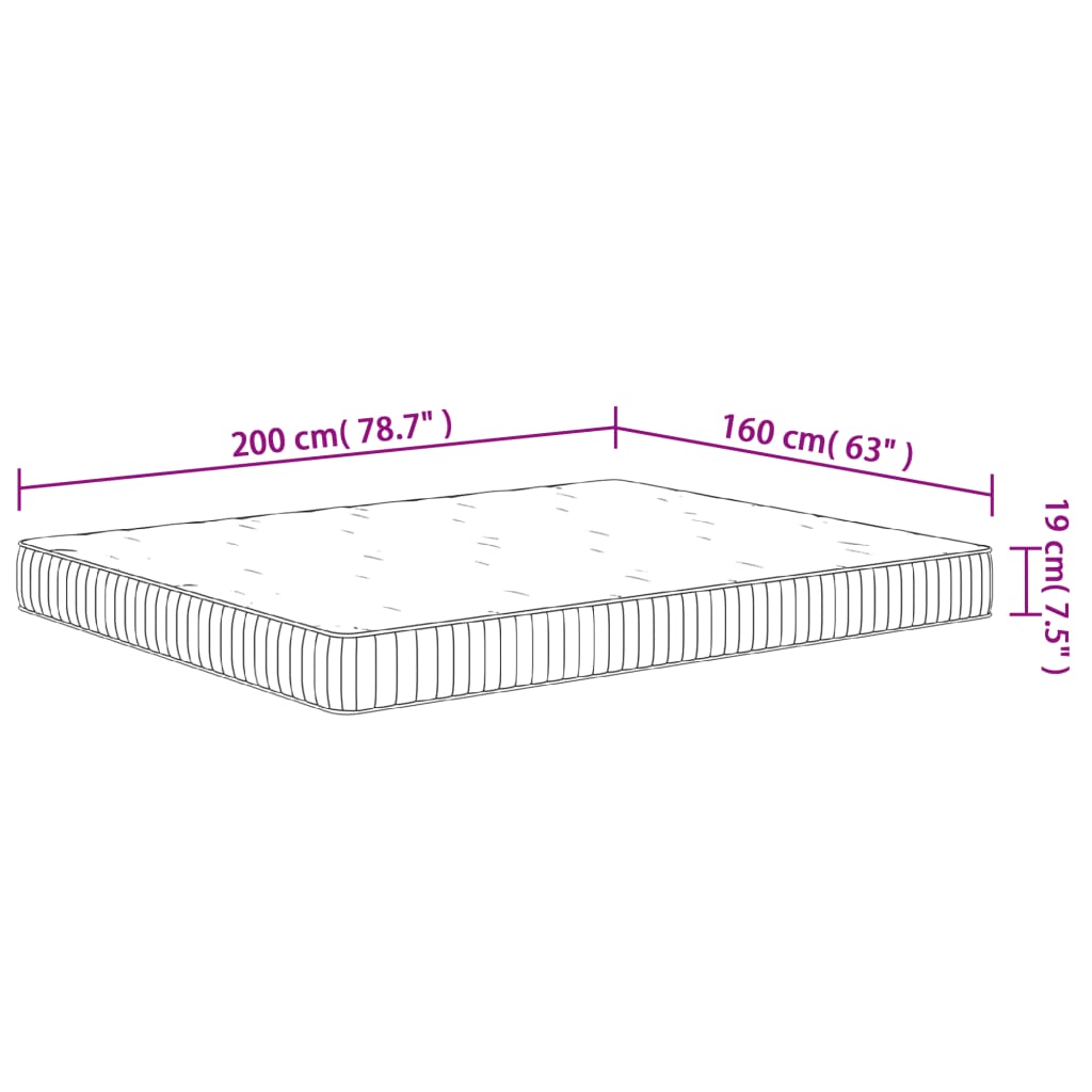 Matelas à ressorts ensachés moyen 160x200 cm