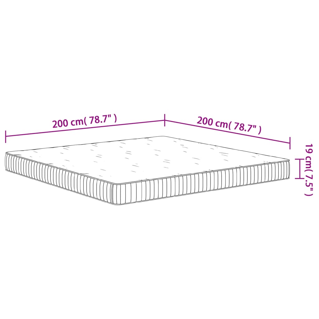 Matelas à ressorts ensachés moyen 200x200 cm