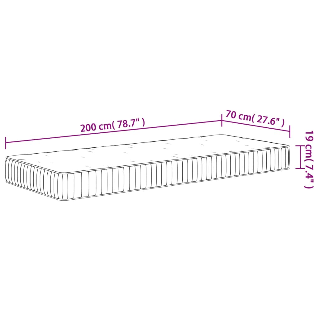 Matelas à ressorts ensachés moyen 70x200 cm