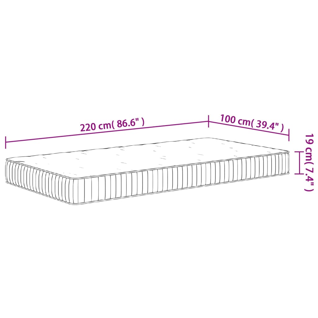 Matelas à ressorts ensachés moyen 100x220 cm