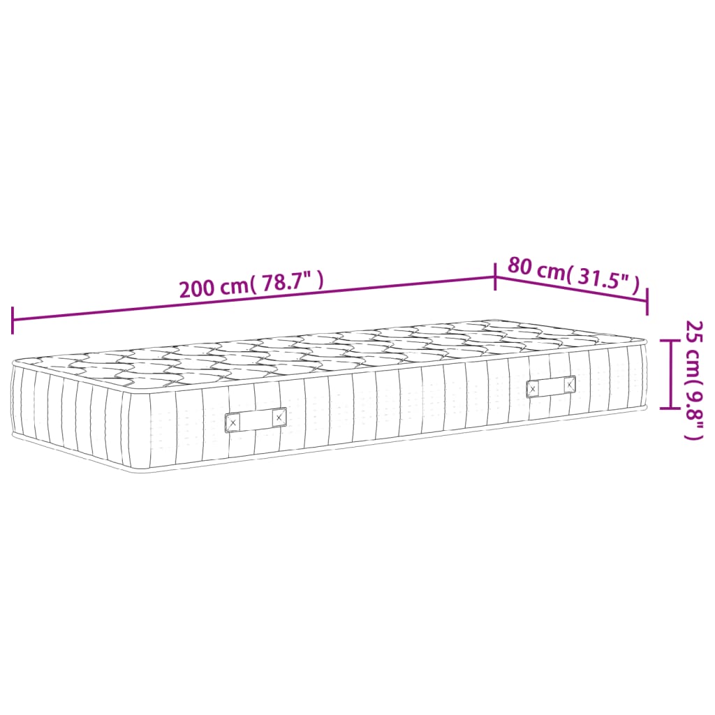 Matelas à ressorts ensachés mi-ferme 80x200 cm