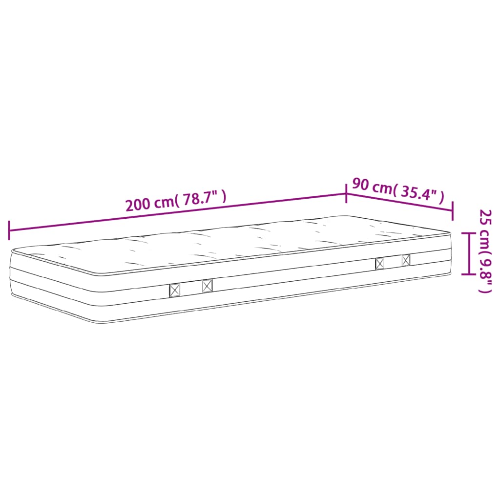 Matelas à ressorts ensachés mi-ferme 90x200 cm