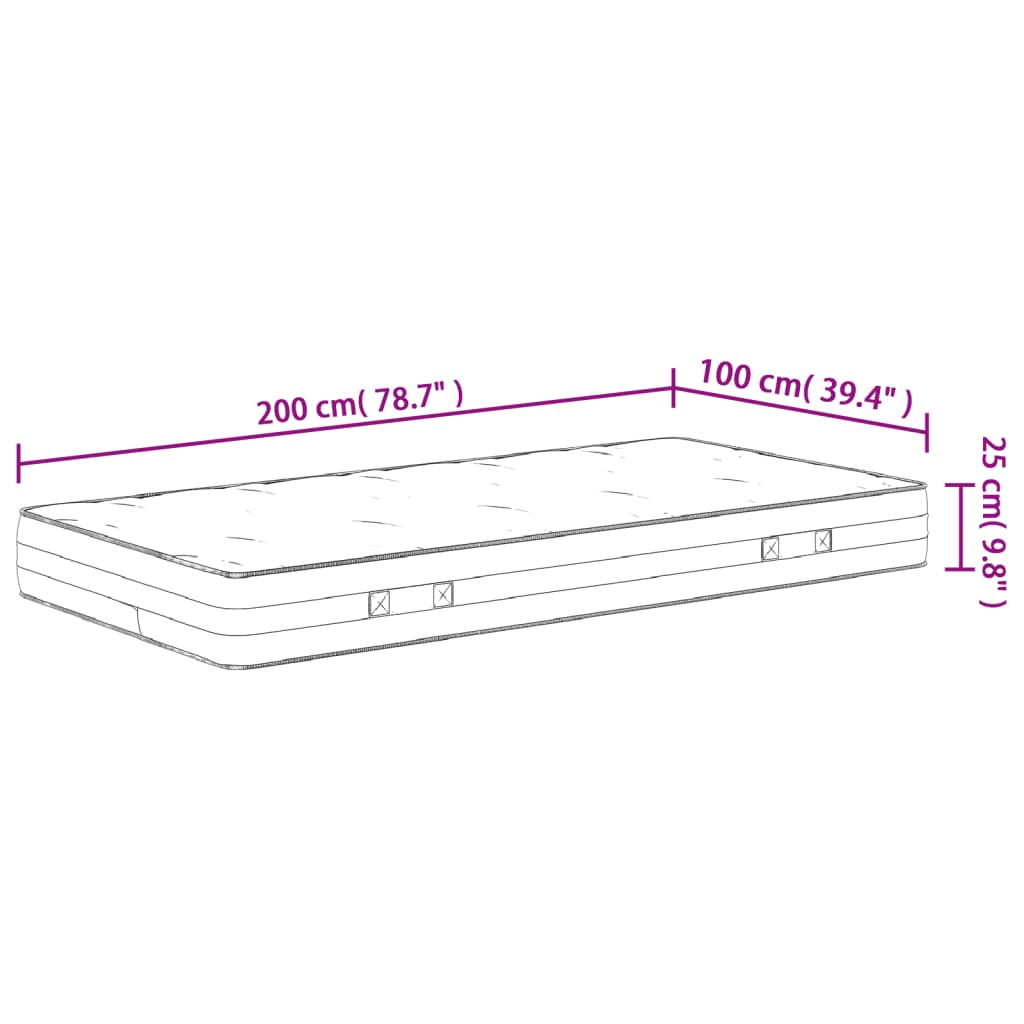 Matelas à ressorts ensachés mi-ferme 100x200 cm