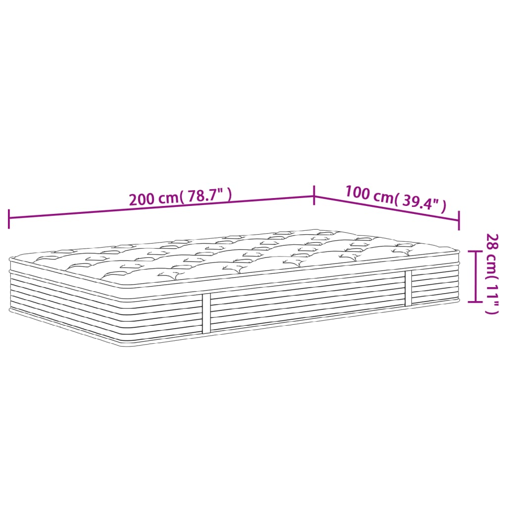 Matelas à ressorts ensachés moyen 100x200 cm