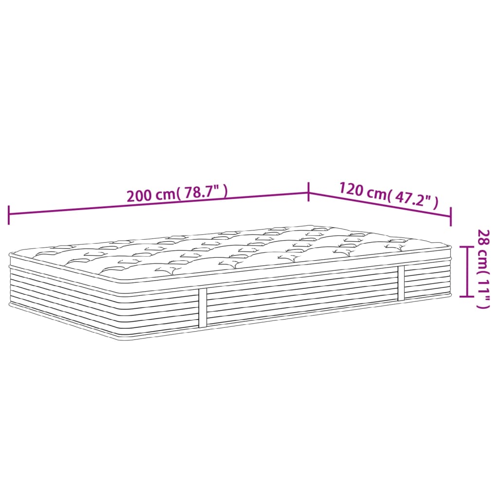 Matelas à ressorts ensachés moyen 120x200 cm