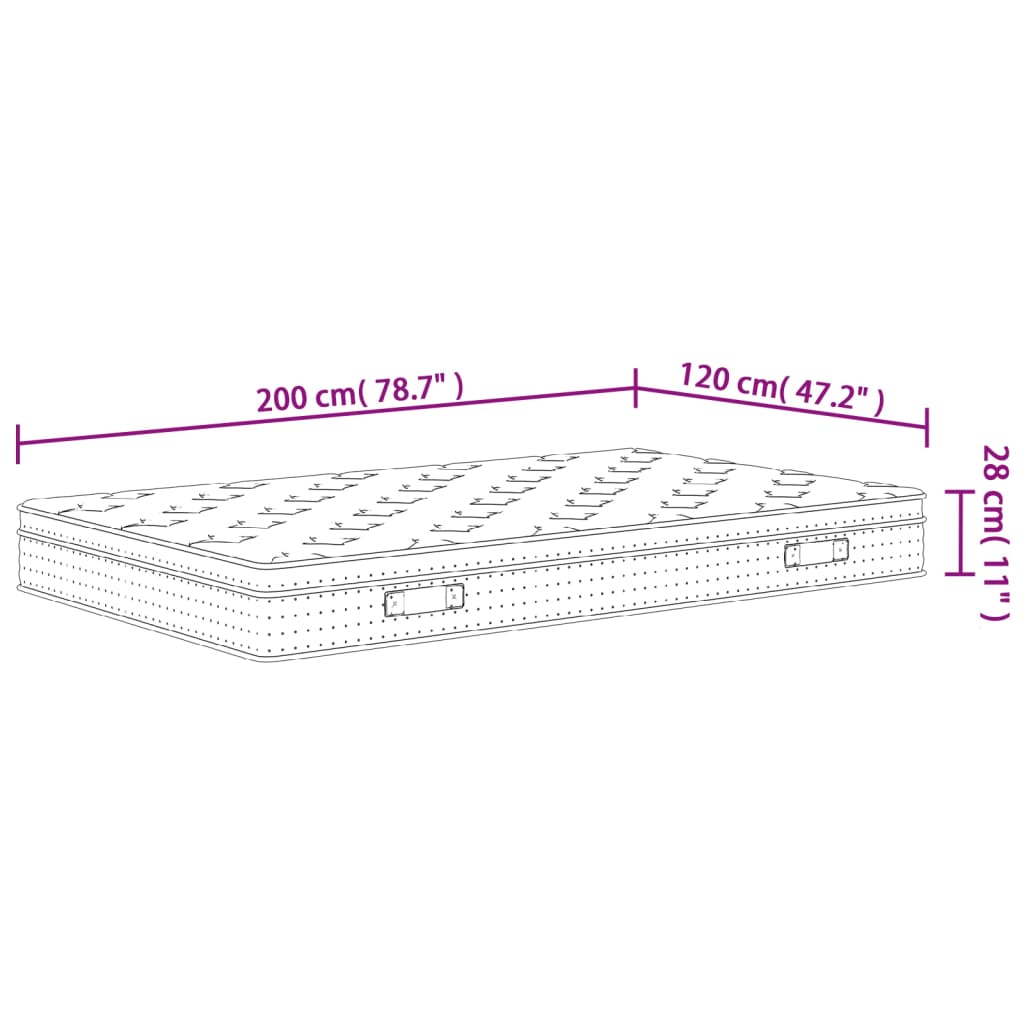 Matelas à ressorts ensachés moyen 120x200 cm