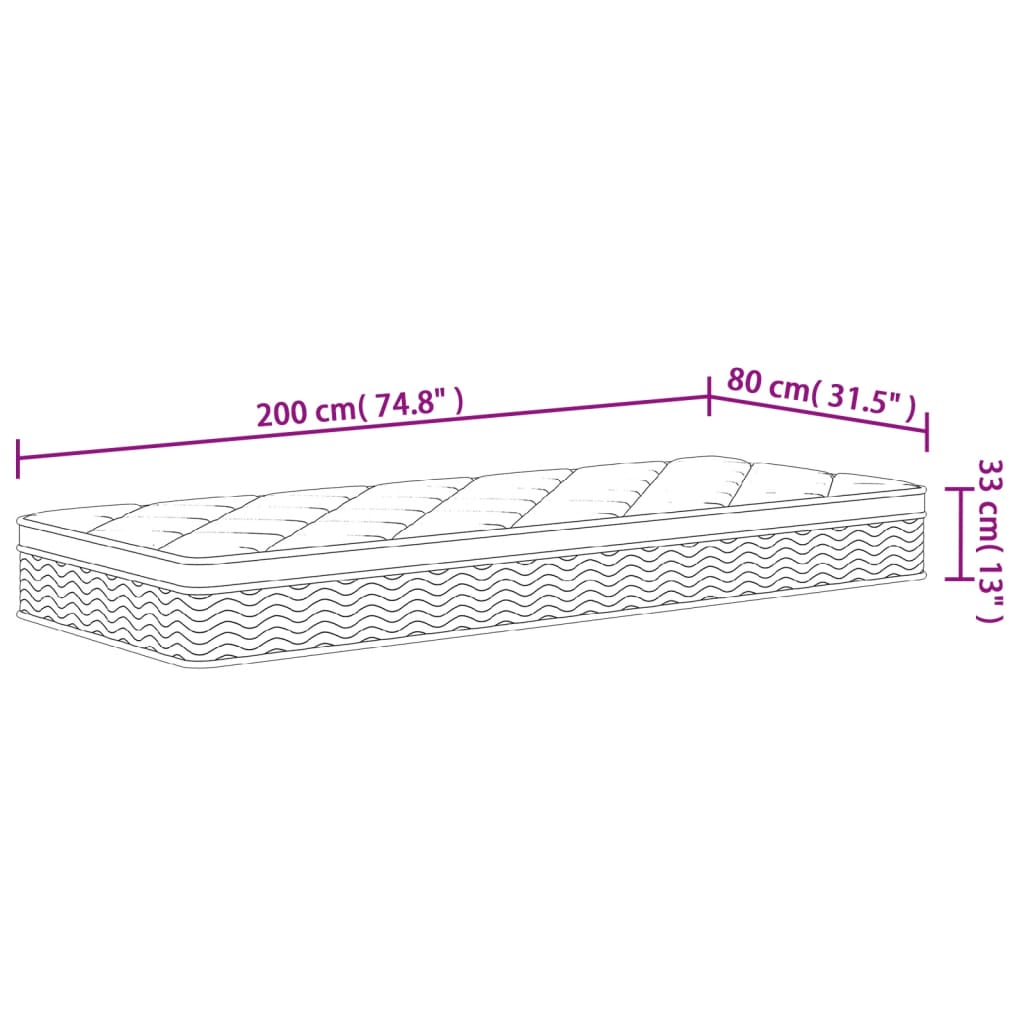 Matelas à ressorts ensachés Medium Plus 80x200 cm