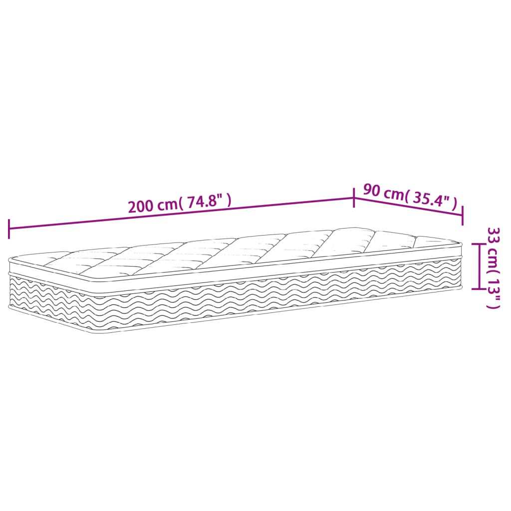 Matelas à ressorts ensachés Medium Plus 90x200 cm