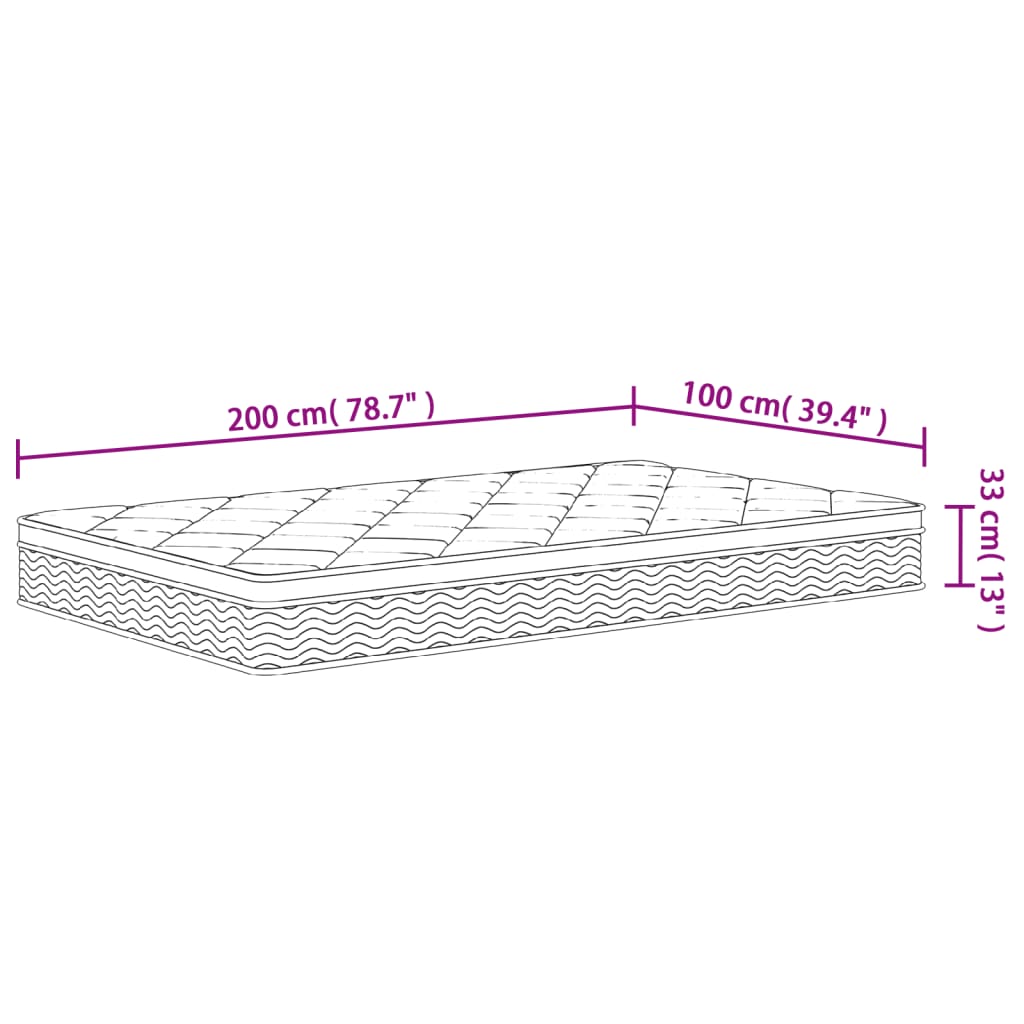 Matelas à ressorts ensachés Medium Plus 100x200 cm