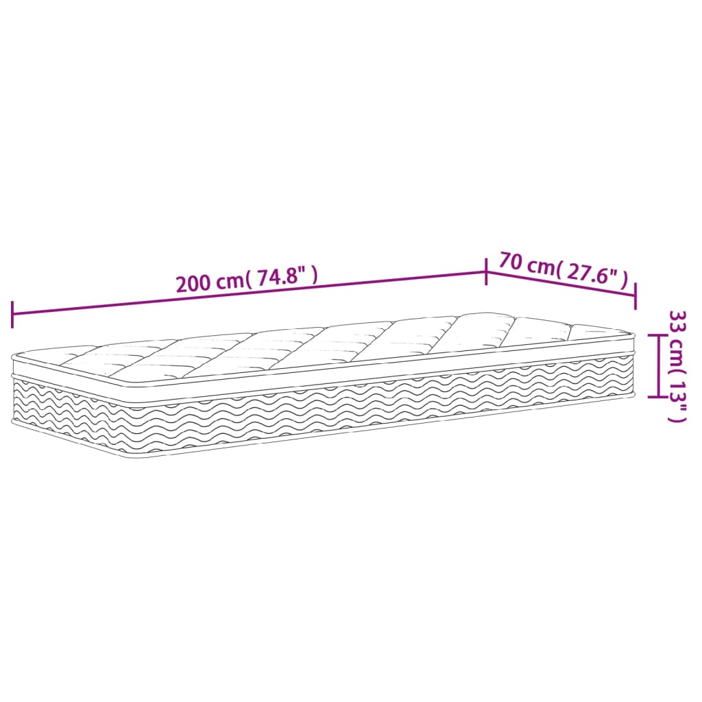 Matelas à ressorts ensachés Medium Plus 70x200 cm